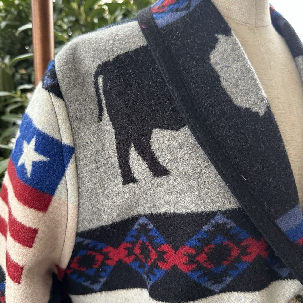 Pendleton Reversible Wool Coat Rare Buffalo Western Blanket Size M Americana - Picture 4 of 10